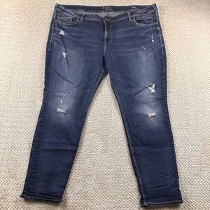 Silver Jeans Women's Distressed Boyfriend 46x30 Blue Stretch Denim Plus size